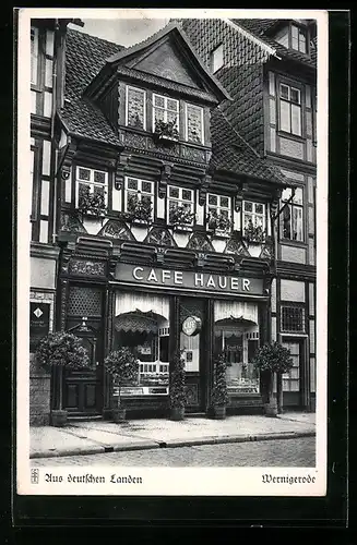 AK Wernigerode, Café Hauer, Aussenansicht