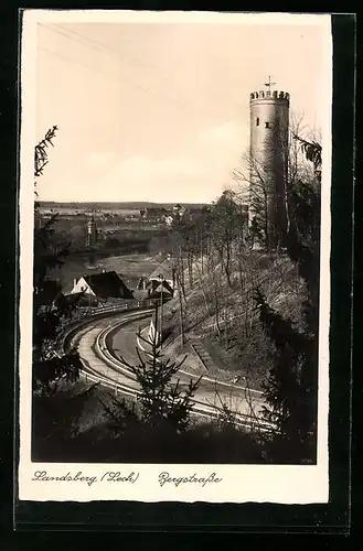 AK Landsberg / Lech, Bergstrasse mit Turm