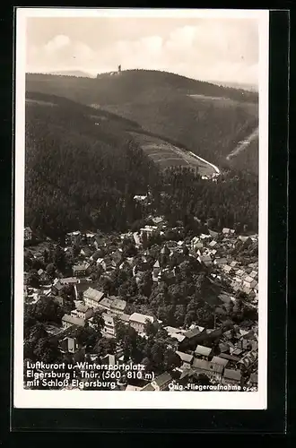 AK Elgersburg i. Thür., Gesamtansicht mit Schloss, orig. Fliegeraufnahme