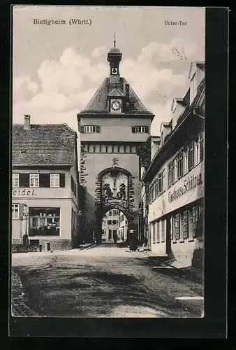 AK Bietigheim / Württ., Unter-Tor und Gasthaus z. Schützen
