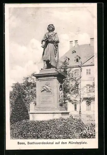 AK Bonn, Beethovendenkmal auf dem Münsterplatz