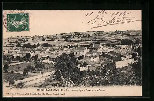 AK Marcillac-Lanville, Vue panoramique, Quartier du Centre