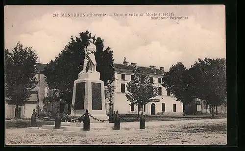 AK Montbron, Monument aux Morts 1914-1918, Sculptur Peyronnet