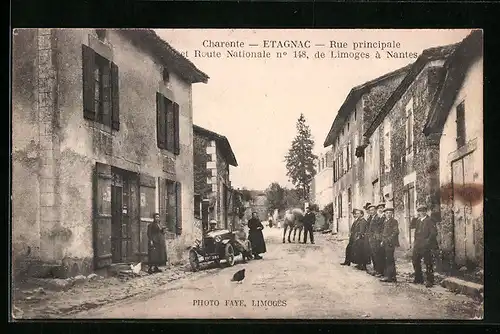 AK Etagnac, Rue principale et Route Nationale n. 148