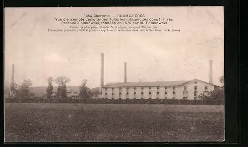 AK Roumazieres, Charente, Vue d`ensemble des grandes Tuileries mecaniques cooperatives Pascaud-Polakowski