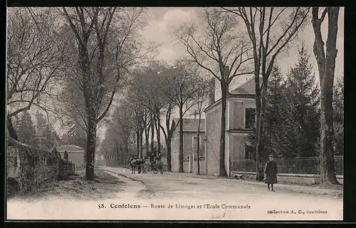 AK Confolens, Route de Limoges et l`Ecole Communale