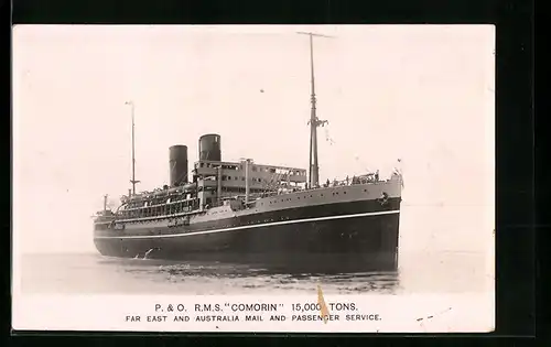 AK P. & O. R.M.S. Comorin auf hoher See