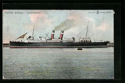 AK Turbine Steamer Londonderry in Küstennähe