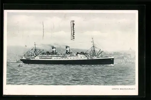 AK Passagierschiff Conte Biancamano in Küstennähe, Linee Celerissime di Lusso