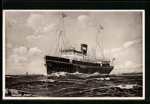 AK Dampfer Frem auf hoher See