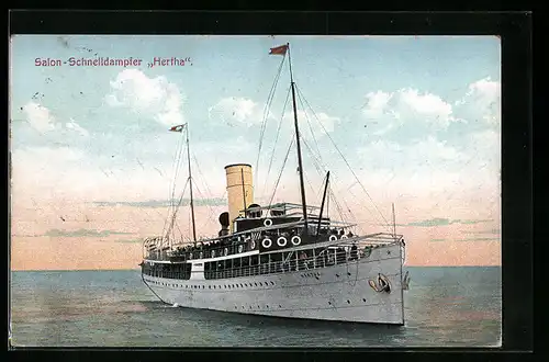 AK Salon-Schnelldampfer Hertha auf hoher See
