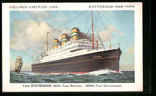 AK T.S.S. Statendam unter Volldampf