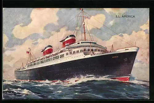 Künstler-AK S.S. America in voller Fahrt