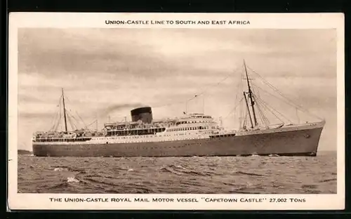 AK The Union-Castle Royal Mail Motor Vessel Capetown Castle in voller Fahrt