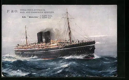 Künstler-AK S.S. Mooltan bei hohem Wellengang