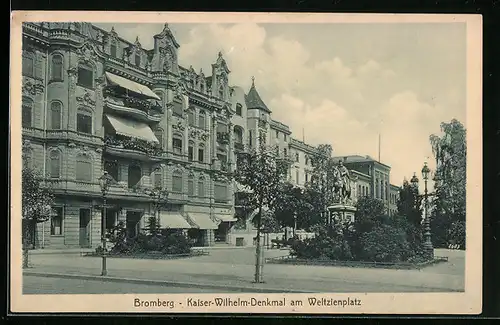 AK Bromberg, Kaiser-Wilhelm-Denkmal am Weltzienplatz
