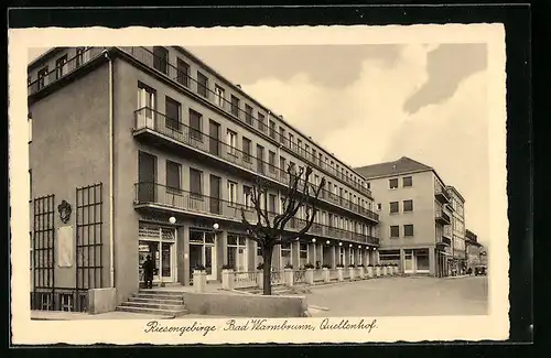 AK Bad Warmbrunn, Quellenhof mit Strasse