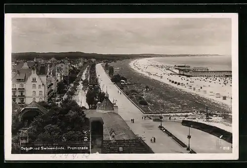 AK Swinemünde, Promenade aus der Vogelschau