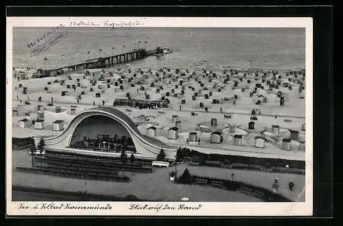 AK Swinemünde, Konzert-Bühne mit Strandblick