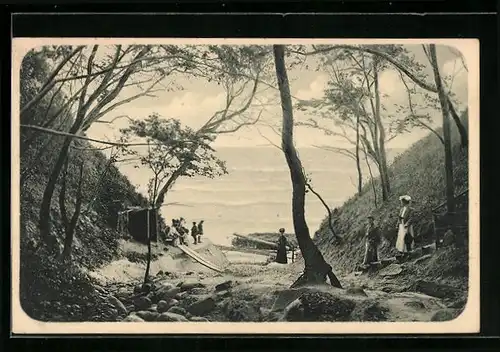 AK Warnicken, Wolfsschlucht mit Meeresblick