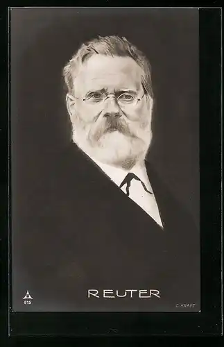 AK Fritz Reuter, Portrait im Anzug