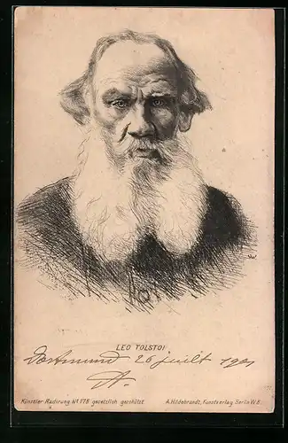 AK Leo Tolstoi, Portraitzeichnung