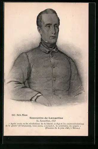 AK Alphonse de Lamartine, Portrait