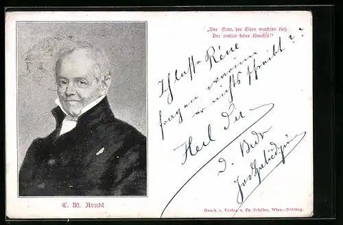 AK Ernst Moritz Arndt, Portrait als älterer Mann