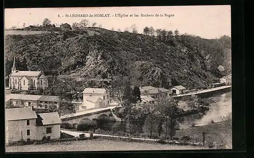 AK St-Léonard-de-Noblat, L`Eglise et les Roches de la Bagne