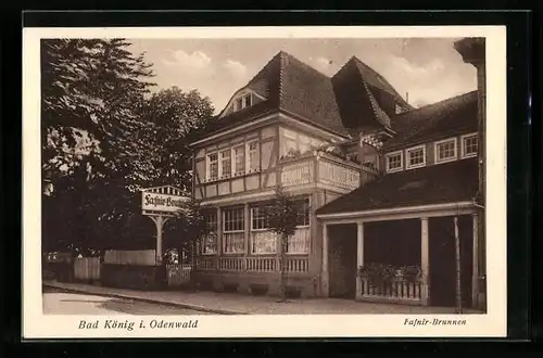 AK Bad König /Odenwald, Hotel Fafnir-Brunnen, Strassenansicht