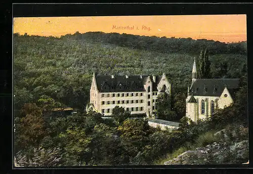 AK Marienthal i. Rhg., Kirche und weiteres Gebäude aus der Vogelschau