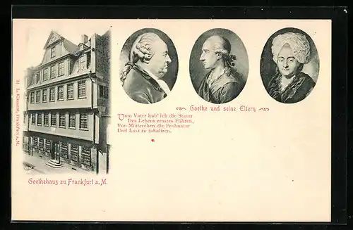 AK Alt-Frankfurt, Goethehaus, Goethe und seine Eltern, Portraits