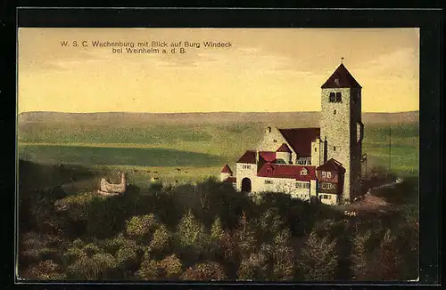 AK Weinheim a. d. B., WSC Wachenburg mit Burg Windeck