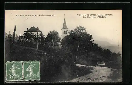 AK Vérel-de-Montbel, La Mairie, L`Eglise
