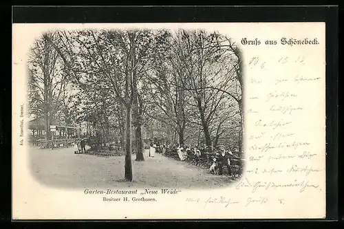 AK Schönebeck, Garten-Restaurant Neue Weide, Bes. H. Grothusen