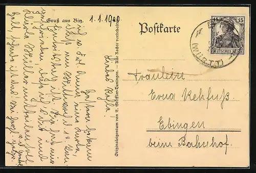 Künstler-AK Bitz, Strassenpartie mit Kirche