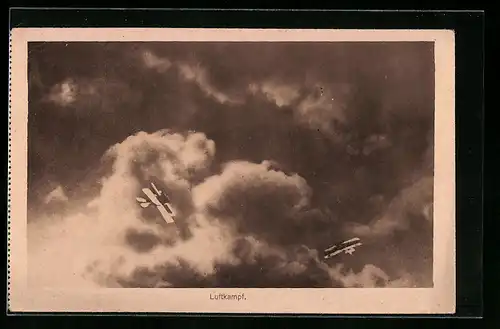 AK Luftkampf zweier Flugzeuge