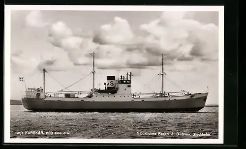 AK Handelsschiff M.S. Karskär auf Seefahrt, Stockholms Rederi A.B. Svea