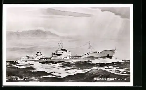 AK MTS Sveadrott auf hoher See, Stockholms Rederi AB Svea, Handelsschiff