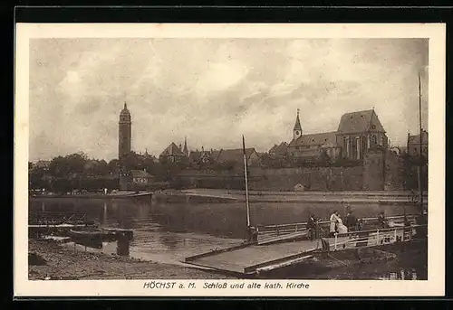 AK Höchst a. M., Schloss und alte kath. Kirche