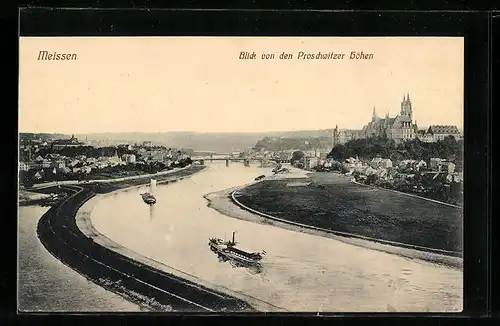 AK Meissen, Blick von den Proschwitzer Höhen