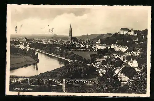 AK Landshut i. Bay., Gesamtansicht aus der Vogelschau