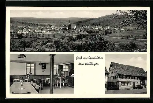 AK Oppelsbohm /Kreis Waiblingen, Gasthaus und Bäckerei zum Waldhorn, Innenansicht, Teilansicht