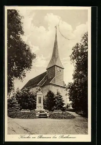 AK Bamme, Blick auf die Kirche mit Kriegerdenkmal