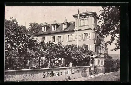 AK Heidelberg, Hotel-Restaurant Scheffelhaus mit Garten