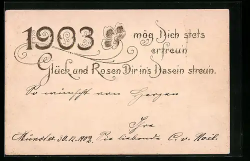 AK Jahreszahl 1903 mit Blume