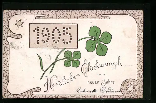 AK Kleeblatt mit Jahreszahl 1905