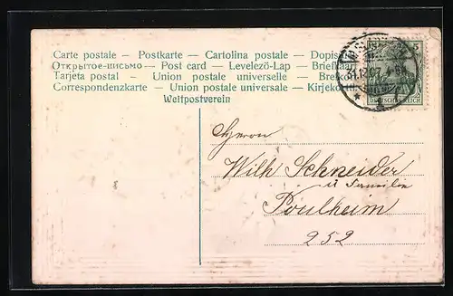 AK Jahreszahl 1908 mit Vergissmeinnicht
