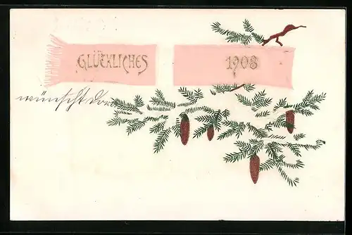 AK Glückliches 1903 mit Tannenzweigen