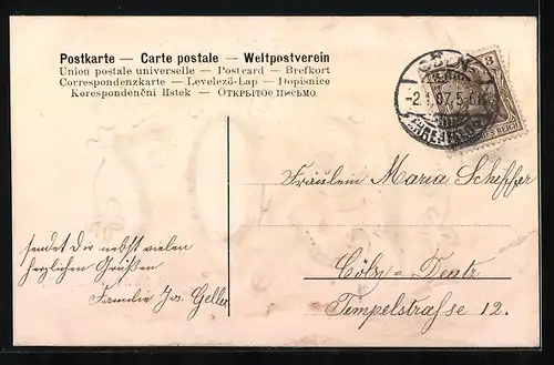 AK Jahreszahl 1907 mit Kleeblättern